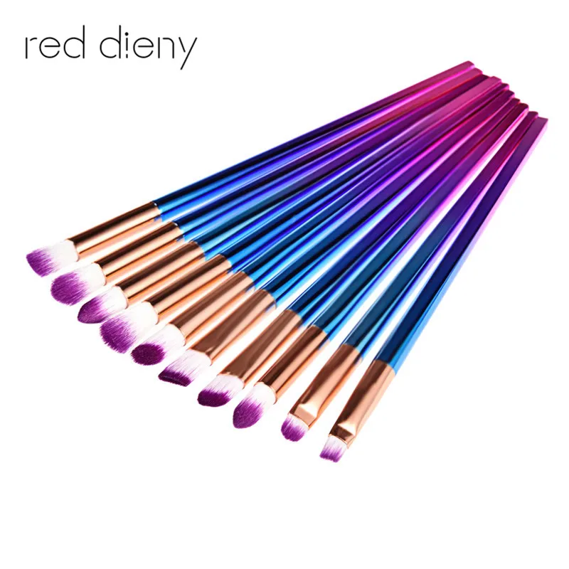 

12Pcs Blusher Makeup Brush set Eyeliner Eyeshadow Powder Cosmetic Brushes Rainbow Contour Blending Eyes Make-up Brush Kit