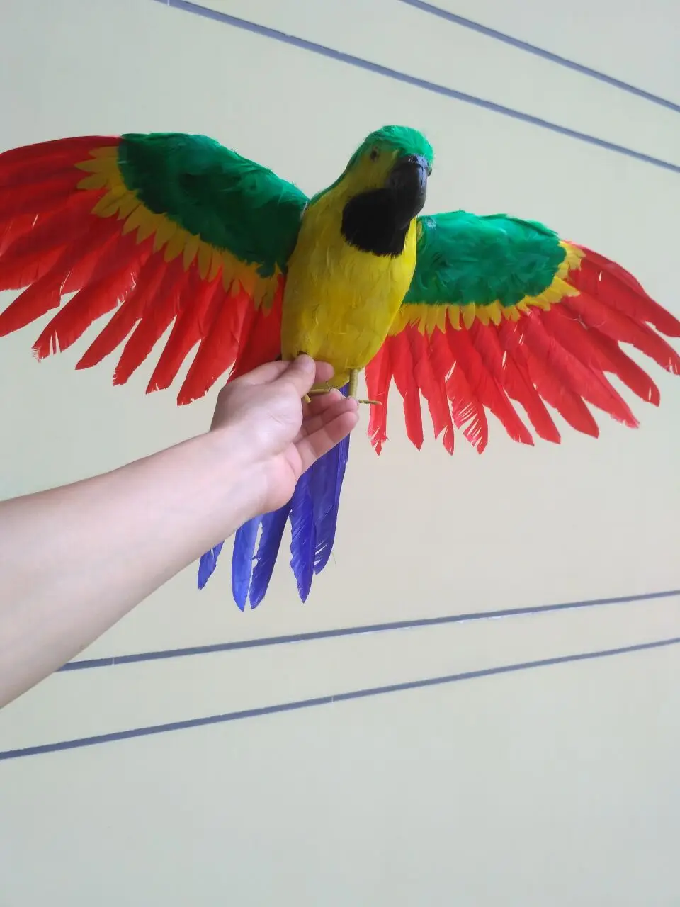new simulation green&yellow parrot toy plastic&furs wings bird doll