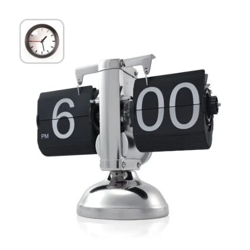 Black Retro Flip Down Clock Internal Gear Operated Flip Home Clock USA Shipping