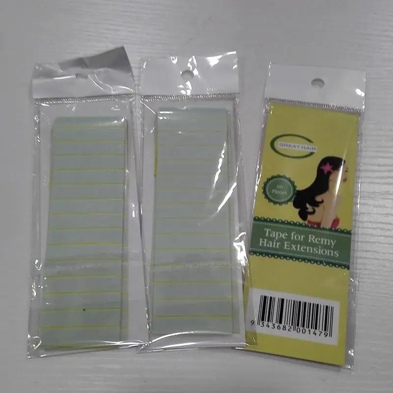 60pcs 4cm X0.8cm 스킨 웨프트 헤어 익스텐션을 위한 강력한 더블 테이프 스티커 레미 헤어용 더블 테이프 헤어 익스텐션