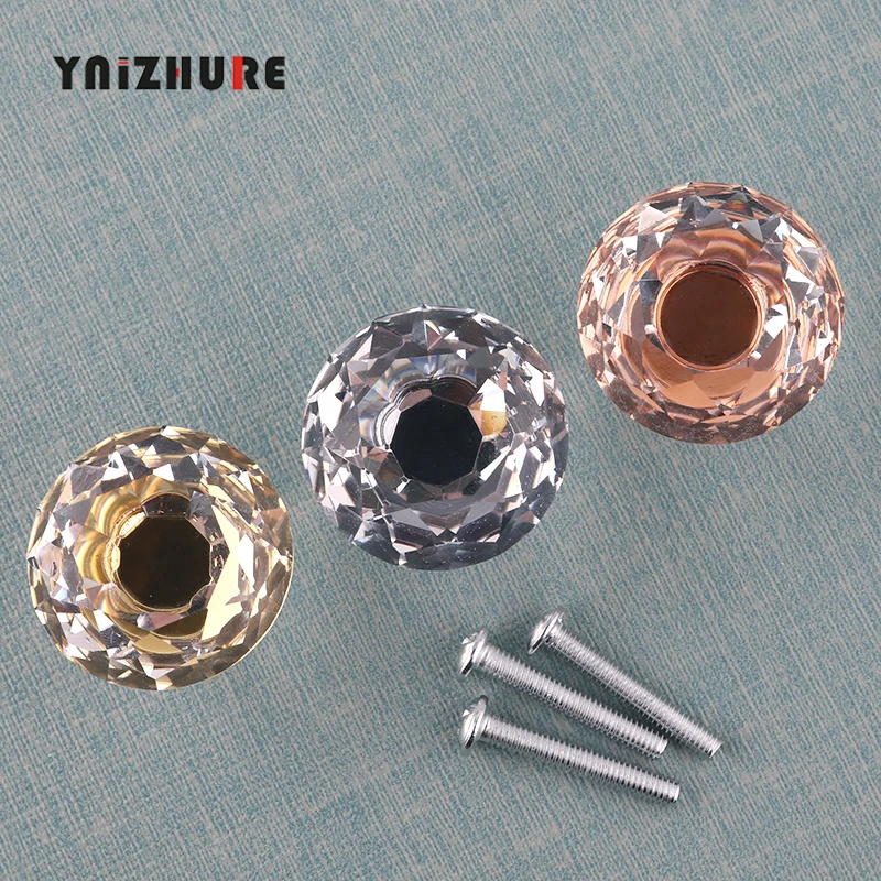 YNIZHURE العلامة التجارية 30 مللي متر الماس والزجاج والكريستال المقابض دولاب التأثيرات مقابض أدراج المطبخ مقابض للخزانة الأثاث مقبض الأجهزة