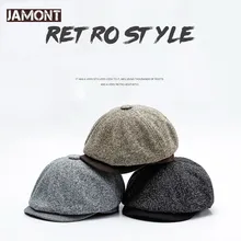 JAMONT Новая Винтажная кепка газетчика Осенняя зимняя шапка для мужчин и женщин шапки с козырьком восьмиугольная твердая головной убор художника британский стиль Casquette