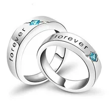 Новое прибытие романтическое навсегда любовь влюбленных кольца/925 серебро с голубым камнем палец обручальное кольцо для пары ювелирные изделия подарок для женщин