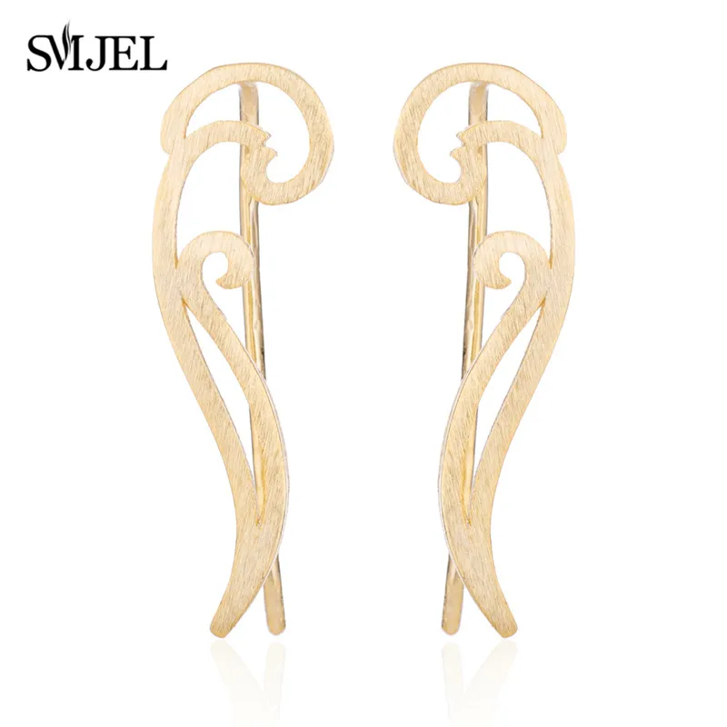 SMJEL, геометрические волнистые ушные альпинисты для женщин, богемные океанские серьги для женщин, геометрические повседневные Простые серьги, ювелирное изделие - Окраска металла: ED470