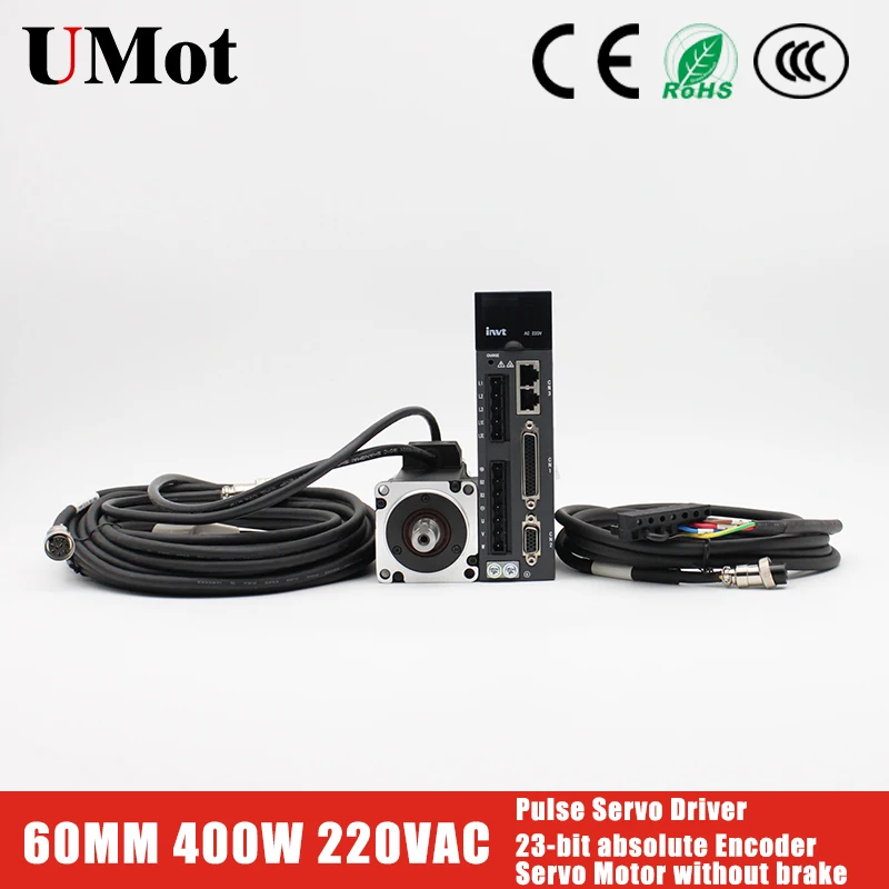 

23-bit absolute Encoder 750W AC Servo Motor no Brake 3000rpm 1.27N.m 220V with Pulse Servo Driver 0.75kW CNC Servomotors