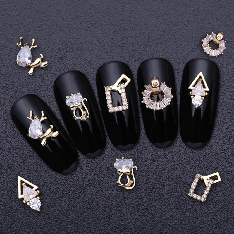 

Metal Nail Art Rhinestones Mixed Patterns Nail Rivet Studs Flat Bottom 3D Nail Art Decoration Design Accessories Tips