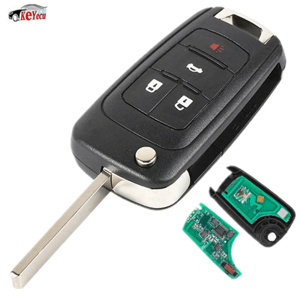 KEYECU New Replacement Folding Remote Key Fob 4 Button 433MHz ID46 Chip