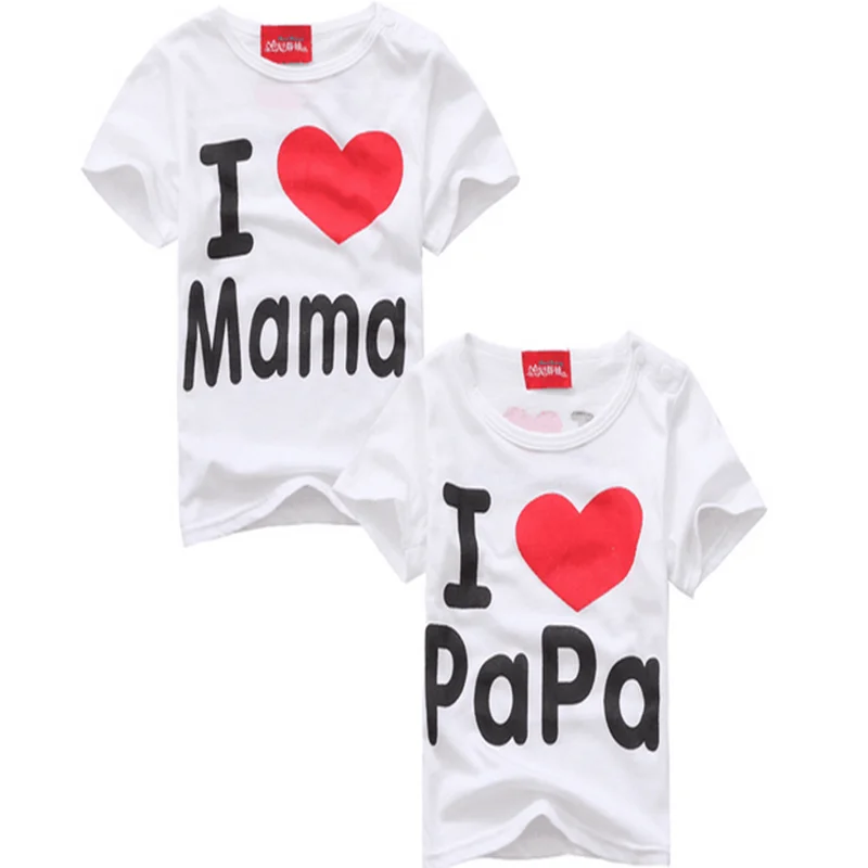 Us 254 15 Offdesain Fashion Musim Panas Tipis Lengan Pendek Sederhana Surat Cinta Ibu Dan Ayah Bayi Katun Lengan Pendek Di T Shirt Dari Ibu Anak