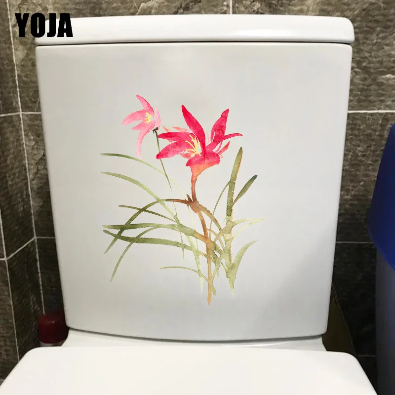 YOJA 18 2*22 9 см красный цветок акварель Классическая наклейка для сиденья унитаза