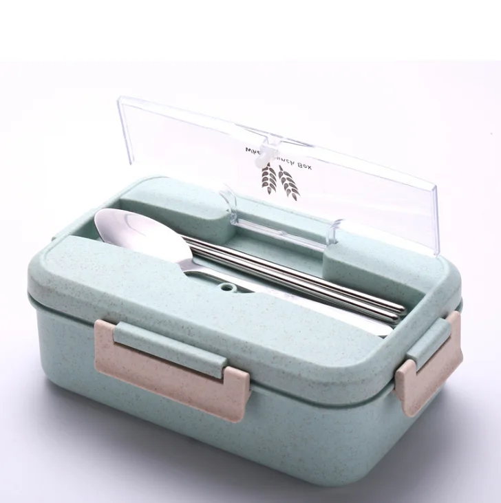 

Portable Lunch Box For Kids School Kitchen Leak-proof Food Container Healthy Material Wheat Straw Microwave Dinnerware LF307