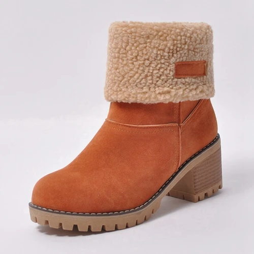 ASILETO/женские ботинки; женская зимняя обувь; женские теплые зимние ботинки на меху; ботильоны на квадратном каблуке; bottines; botas mujer; B675 - Цвет: Orange