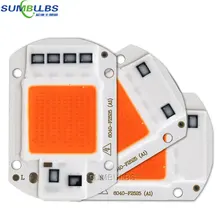 Sumbulbs светодиодный светильник для выращивания, чип, полный спектр входного сигнала 110 В 220 В переменного тока 20 Вт 30 Вт 50 Вт для внутренней гидропонной установки, светильник для рассады s COB
