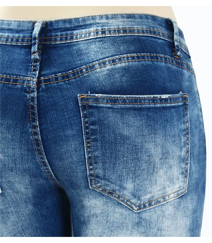 2045 Youaxon женские модные синие джинсы с низкой посадкой, обтягивающие потертые, вымытые, Стрейчевые джинсы для женщин, рваные брюки