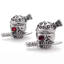 Мужские Ювелирные серьги-гвоздики, готические ретро пиратский череп кости серьги-гвоздики, красное серебро