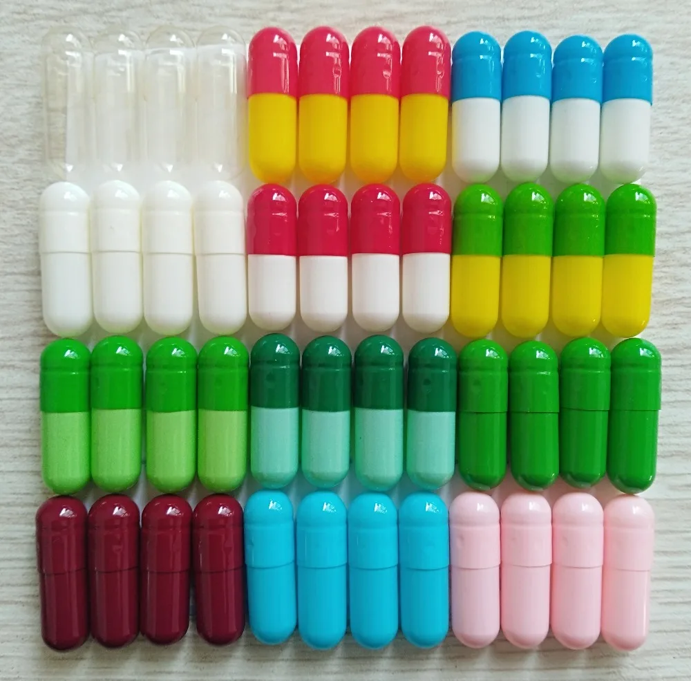 

Size 0# 5000pcs/lot Hollow Colored Hard Gelatin Medicine Powder Refillable Capsules, Empty Gelatin Capsules