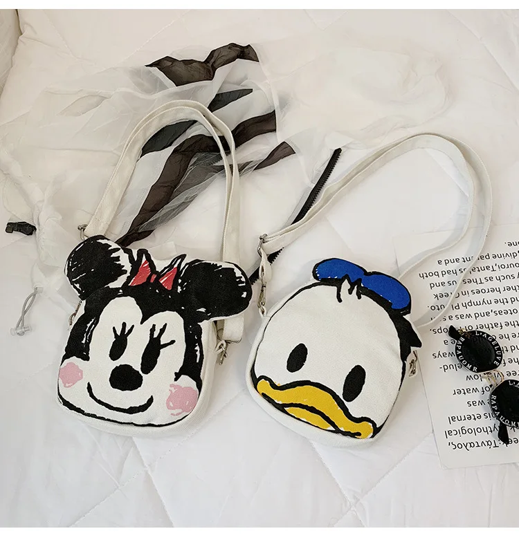 Disney Микки Маус Красивая парусиновая сумка леди детская мультяшная Повседневная модная сумка на плечо Месседжер-сумка для девочек Минни Дональд Дак