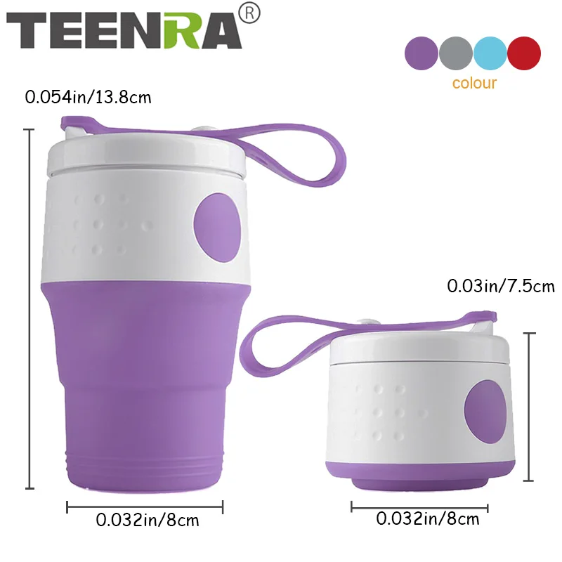 TEENRA 1 шт., 395 мл, силиконовая складная кофейная чашка, чашка для воды, складная кофейная чашка, переносные кофейные блюдца, герметичная посуда для напитков