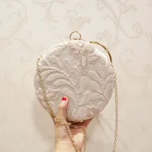 Женская вечерняя сумочка с цветочной вышивкой, женские свадебные круговые кружевные клатчи с цветочным узором, женский розовый черный клатч