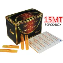 50 шт. M15 плоские Magnum наконечник 15 желтый колпачки для татуажа M15 Акула Золотая одноразовый стерильный набор для тату насадка 15FT поставить GSDT-15FT