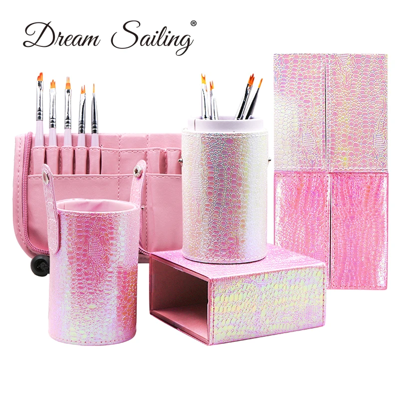 

PU Mermaid Shinning Design Cosmetic Makeup Brushes Bags Pens Holder Brush Organizer Artifact Make Up Tools Pink Pearl White New