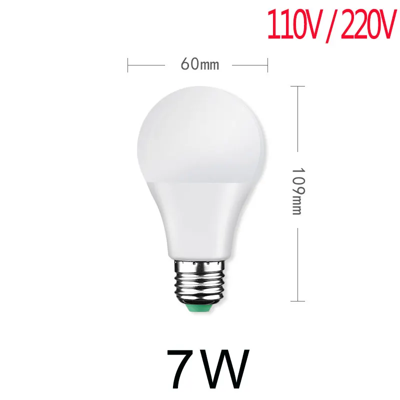 E27 светодиодный лампочка 3 Вт 5 Вт 7 Вт 9 Вт 12 Вт 15 Вт 18 Вт Светодиодный светильник 220 В светодиодные лампы-ампулы Bombilla SMD2835 светодиодный лампада Домашнее освещение для гостиной - Испускаемый цвет: 7W