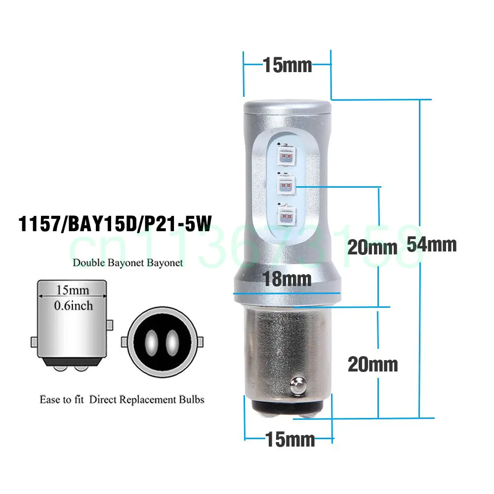 2x canbus errorfree BA15S BAU15S 1157 светодиодный фонарь для переднего и заднего поворота, стоп-сигнал, задний противотуманный фонарь, задний фонарь - Испускаемый цвет: bayz15d canbus