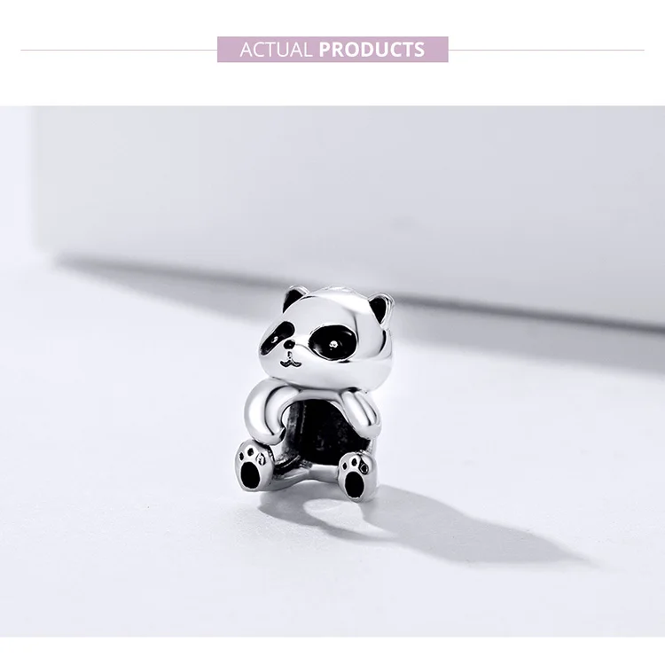 BAMOER Panda Hug металлические бусины для женщин Изготовление ювелирных изделий 925 пробы серебряные подвески в виде животных подходят для 3 мм Серебряный браслет SCC1175