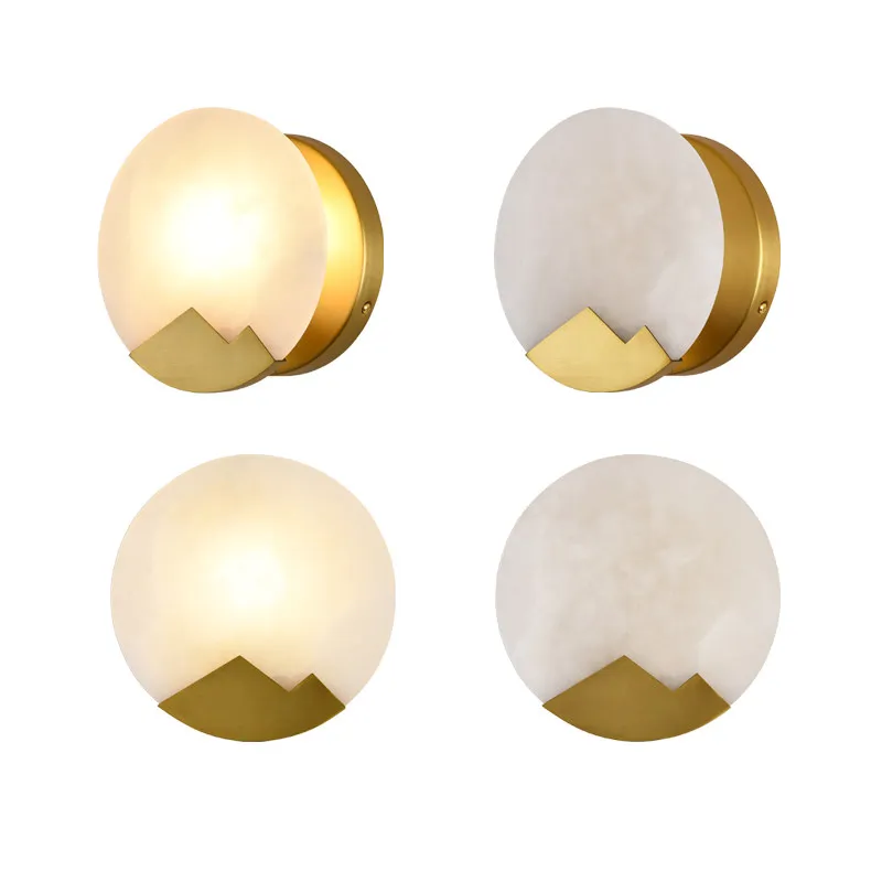 

New arrival Europe wall lamps white Moon model round marble wall sconce corridor gold luxury decoration LED wall mounted Light