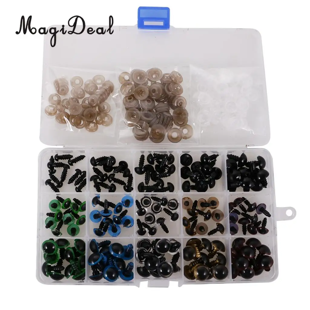 Hot Sale Black 12-20mm Plastic Safety Eyes with Washers for Teddy Bear Doll Dog Plush Animal DIY Craft Toy
