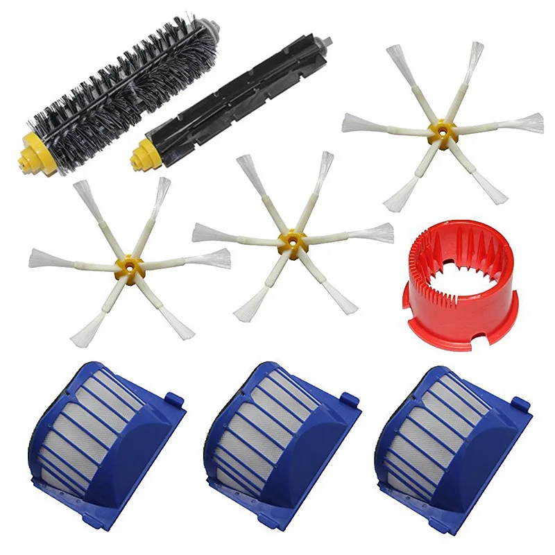 Side Brush,Bristle Flexible Beater Brush AeroVac Filter kit for iRobot Roomba 600 610 620 625 630 650 robot vacuum cleanr parts
