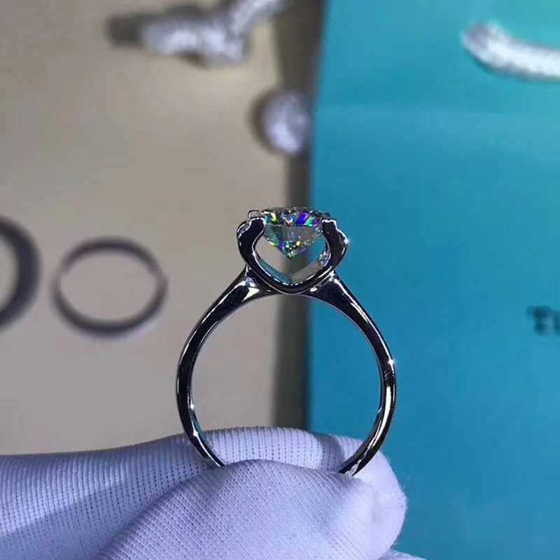 Чистое Белое золото 14 к 1ct 2ct 3ct Moissanite Ювелирное кольцо с бриллиантами Трендовое обручальное кольцо на головщину