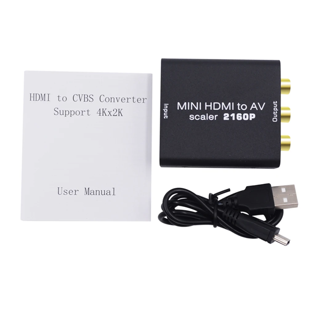 

Portable HDMI to CVBS Converter Flexible MINI HDMI To AV Scaler Adapter Converter Black Plug And Play HDMI Converter