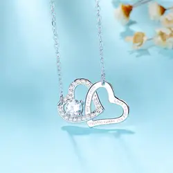 2019 Модное Новое ожерелье с двойной любовью и цирконием, женское ожерелье в форме сердца, кулон, ювелирные изделия, чтобы отправить женские