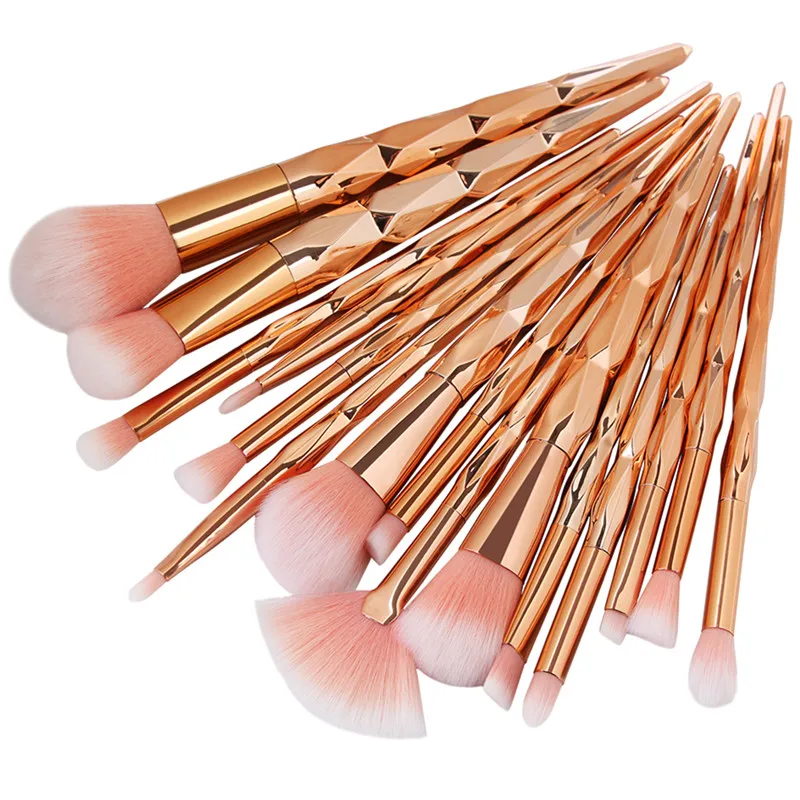 

15Pcs Rose Gold Diamond Makeup Brushes Set Pro Powder Foundation Eyebrow Eyeliner Lip Concealer Brush Cosmetics Pincel Maquiagem