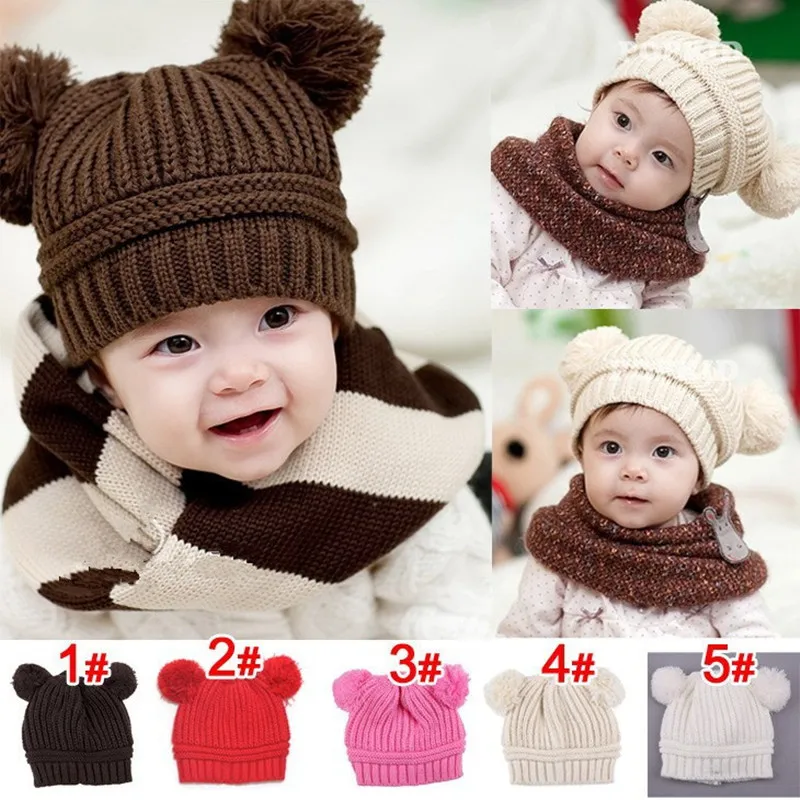 Winter Autumn Fashion Knitted Newborn Crochet Baby Hat Girls Boys Wool Cap Children Beanie