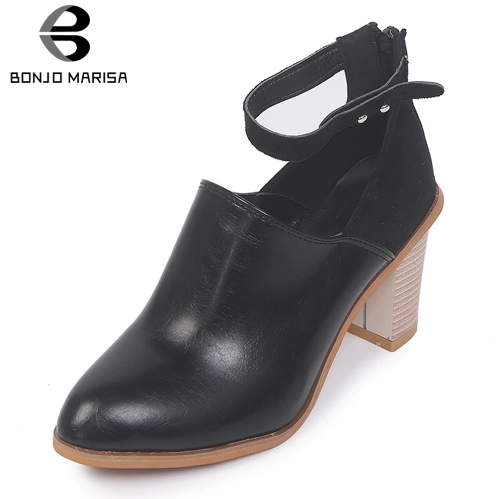 

BONJOMARISA New Arrivals Hot Sale Dropship Zipper Shoes Woman Pumps Female Chunky Heels Leisure Pumps Woman Shoes Footwear