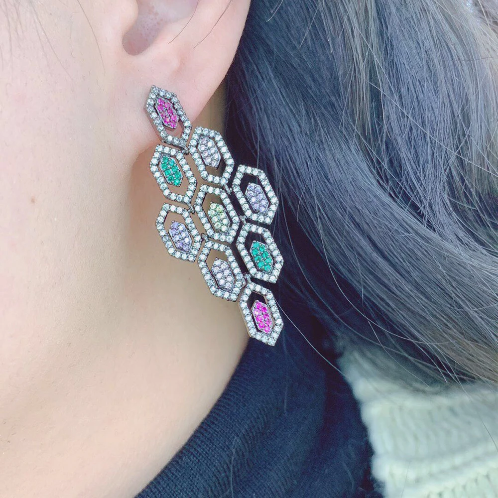 HIBRIDE Lady's Fashion Big Crystal Stud Earring AAA Cubic Zirconia Statement Earring Women Weeding Jewelry Vintage Earring E-487 - Image 5