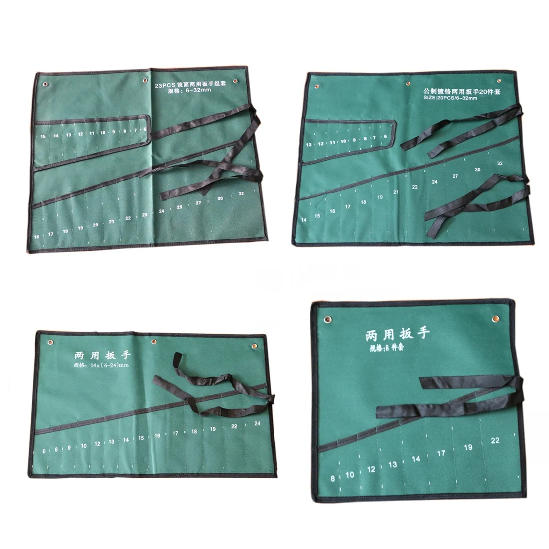 

New Double Opening Offset Ring Spanner Kit Case Tool Bag Spanner Wrench Roll Up Storage Organizer Bag Pouch 8/10/14/20pcs Pocket