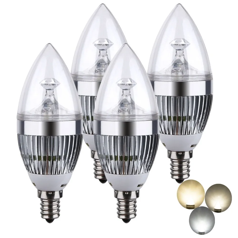 

E12 High Quality Dimmable 3W 6W 9W Pure/Warm White LED Gold Candelabra Chandelier Candle Light Sliver Golden Shell Bulb