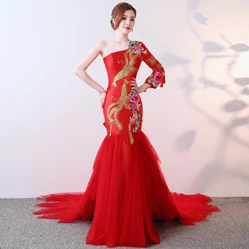 

Oriental Womens Evening Cheongsam Wedding Party Dress Traditional Chinese Style Elegant Qipao Long Robe Retro Vestido S-XXL