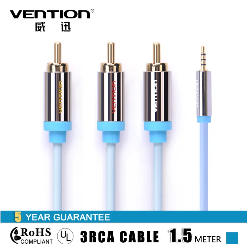 Vention 1.5m Audio Aux Cables 3.5mm microphone cable male to 3 RCA