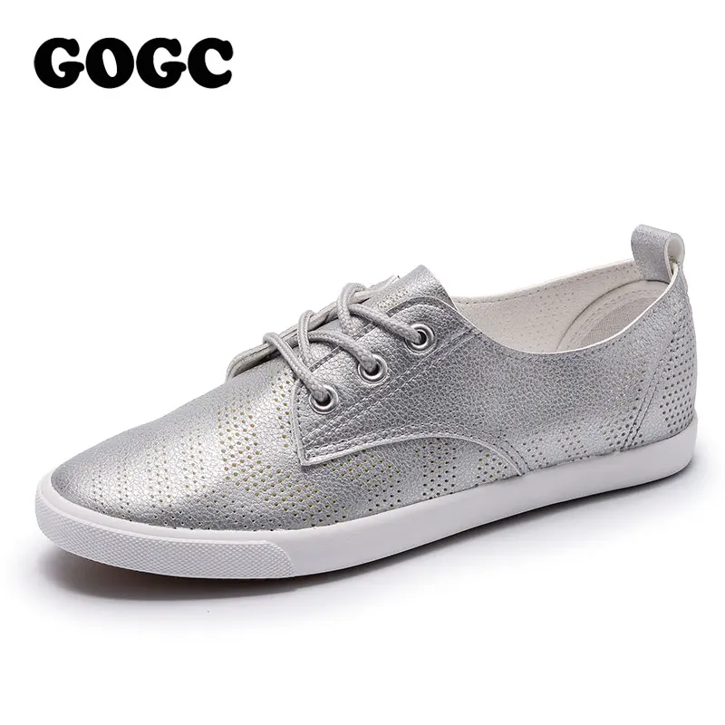 

GOGC 2019 Style Women Shoes with Hole Breathable Women Flat Shoes Women Sneakers Casual Shoes Summer Autunm Lace-Up footwear 939