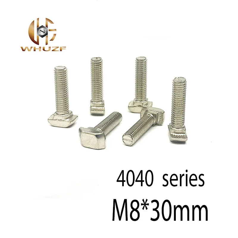 

30pcs 4040 Series M8*30mm Hammer Head T Bolt Screw Nickel Plated For 4040 Aluminum Profile T-slot t screw