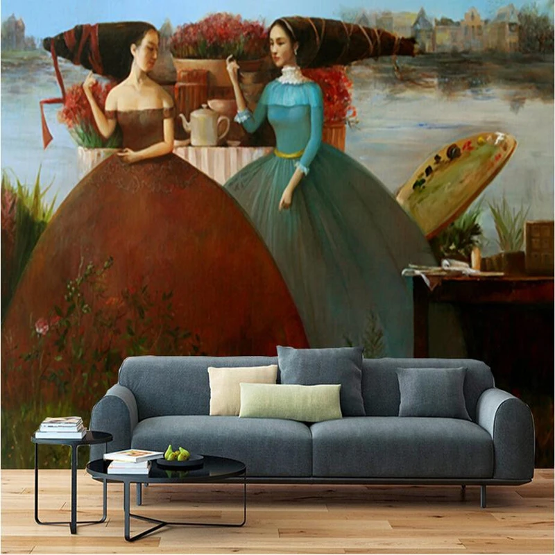 Custom HD Photo Wallpaper 3D Wall Murals Living Room Classical Oil Painting Beauty Wallpaper Seaside Figure Wall Murals European custom 3d photo wallpaper murals sexy girl beauty oil painting fresco for ktv spa sharon living room corridor door home decor