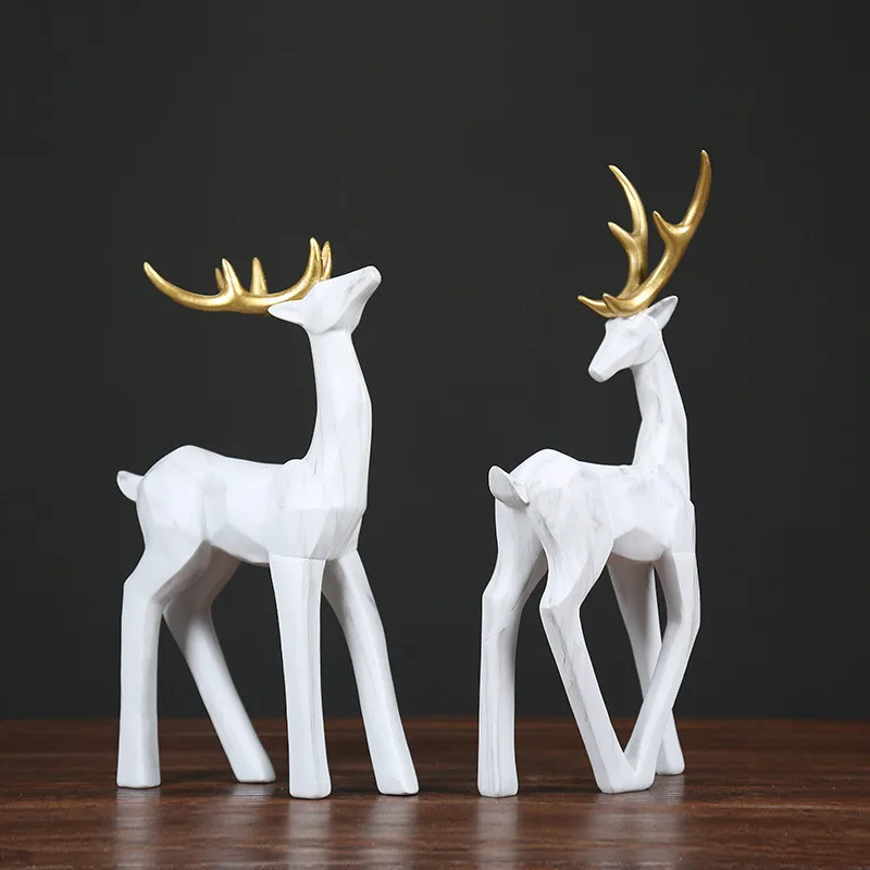 

Resin 1/4 Nordic geometric black and white deer ornaments Modern minimalist living Action Figure Model Collection decorations