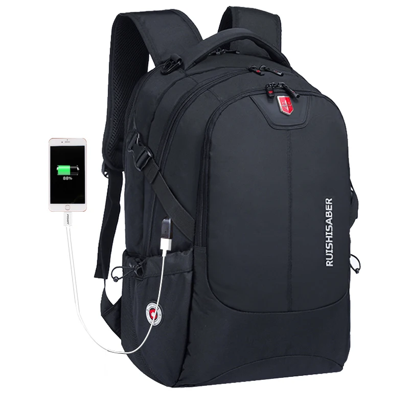 Swiss Waterproof Nylon Backpack Unisex Men's Laptop phone charger