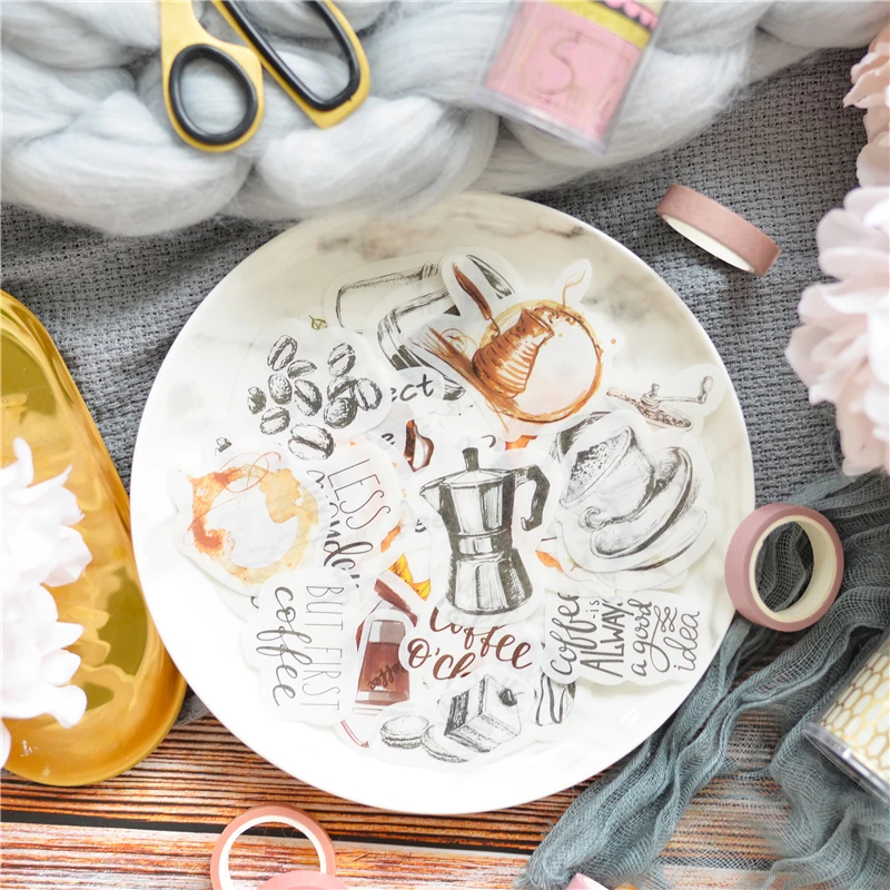 

Lovedoki Vintage Coffee Sticker Pack Planner Diary Decorative Stickers Scrapbook Diy Accessories Creative Gift School Stationery
