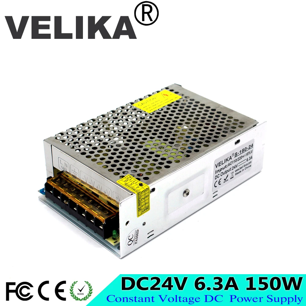 DC 24V источник питания 6.3A 150W светодиодный адаптер для драйвера переключатель 110V 220V