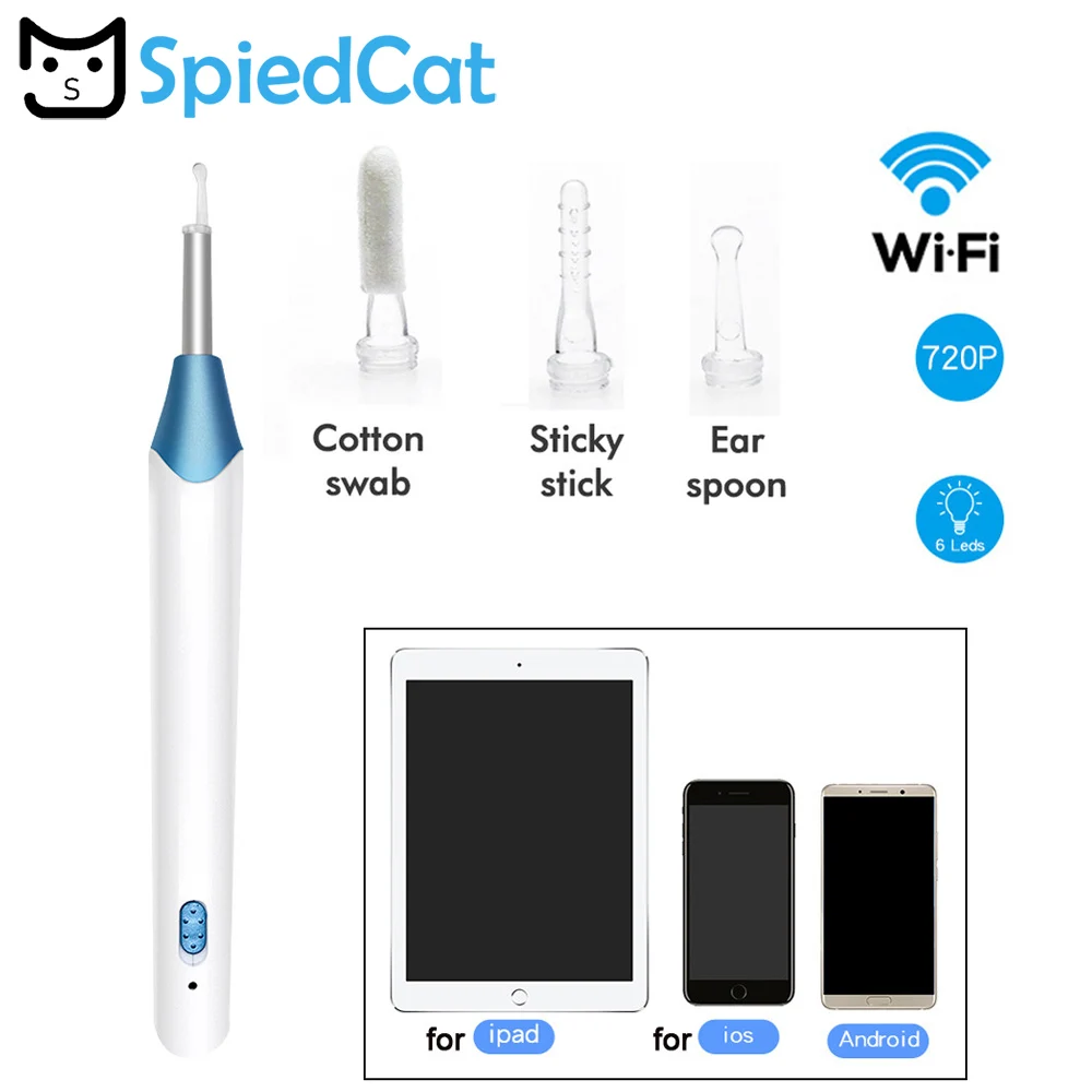 

Wifi Ear Spoon Endoscope 5.5mm Integrated Wireless Medical Safe Ear Canal Mirror Iphone Android Otoscope Camera Cam Secret