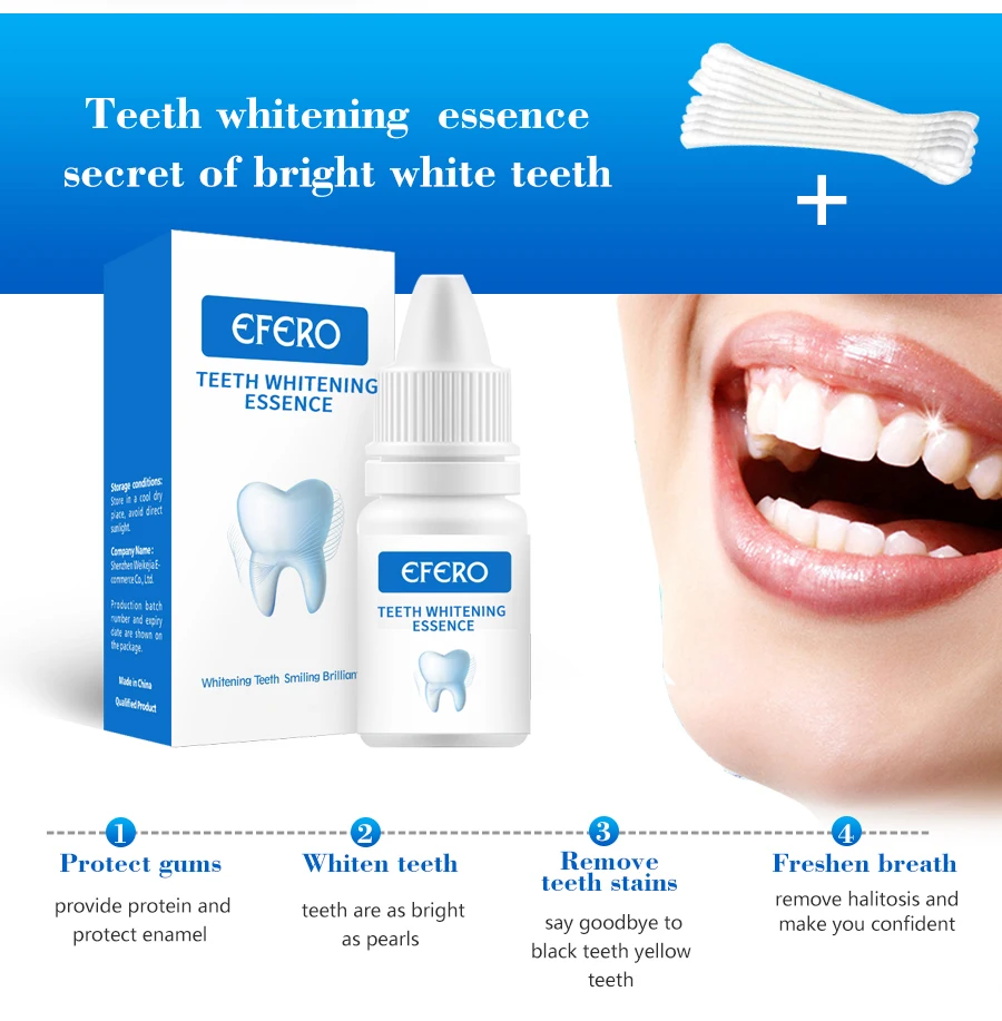1 шт. EFERO отбеливающая Сыворотка для зубов Гигиена полости рта эссенция эффективное удаление пятен чистка зубов эссенция отбеливание Стоматологические продукты